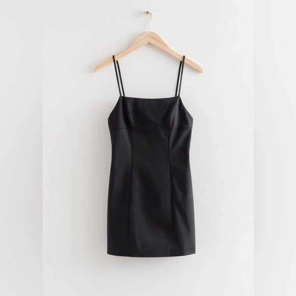 & OTHER STORIES Strappy Square Neck Mini Dress In Black - Picture 2 of 7